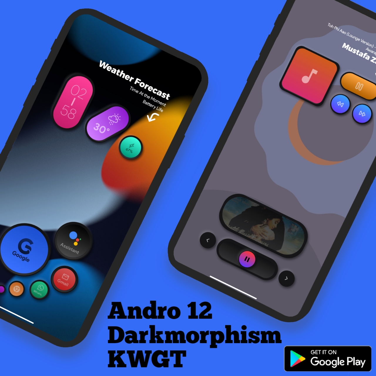 Andro 12 Darkmorphism KWGT Mod screenshot 2