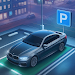A close-up view of a luxury car in Midnight Car Parking Sim 3D