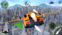 Flying Car Shooting - 3D Car Simulation Game screenshot 3