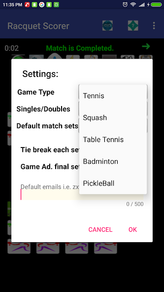 Racquet ScorerF screenshot 2