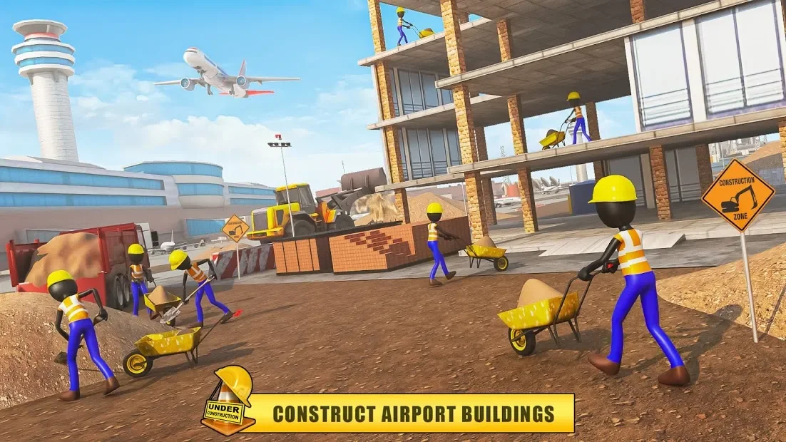 Stickman Airport Construction Excavator