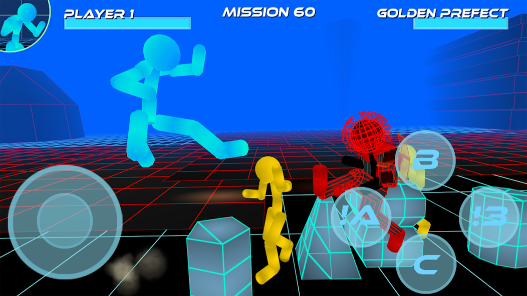 Screenshot of Stickman Neon Warriors: Street Fighting 3