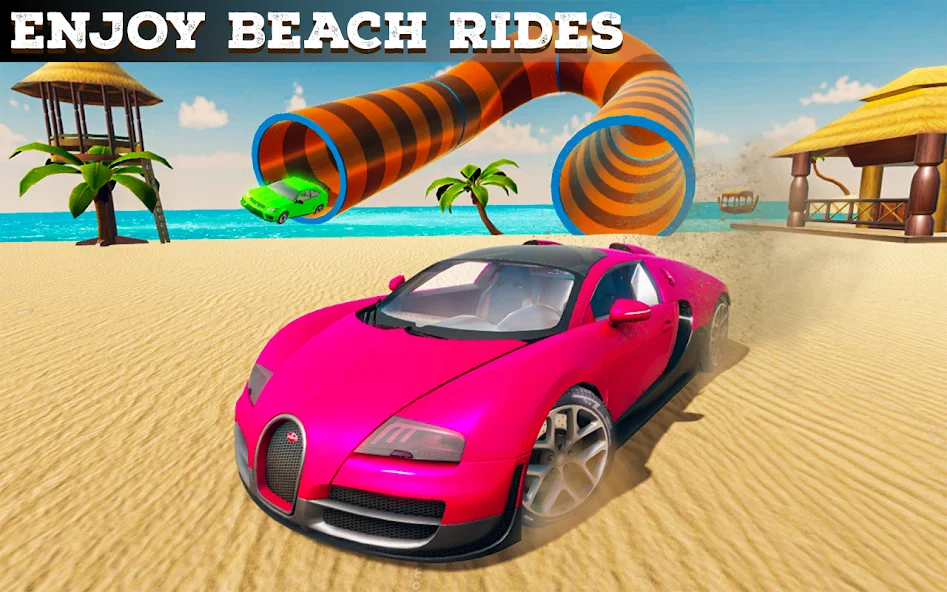 Ramp Car Stunts - Beach Racing screenshot 2