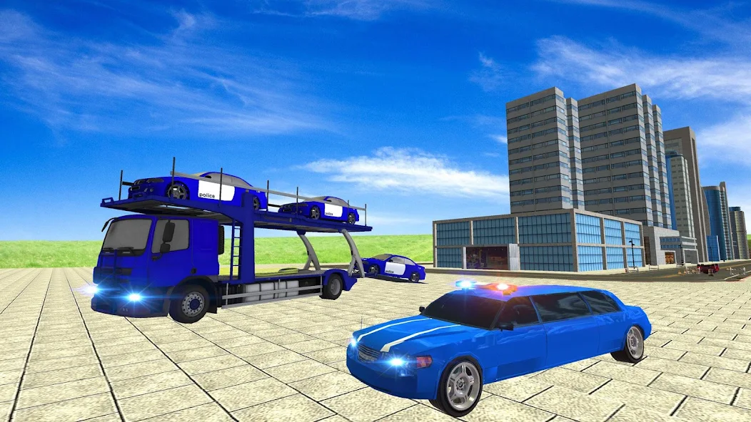 US police Limo Car Transporter Game