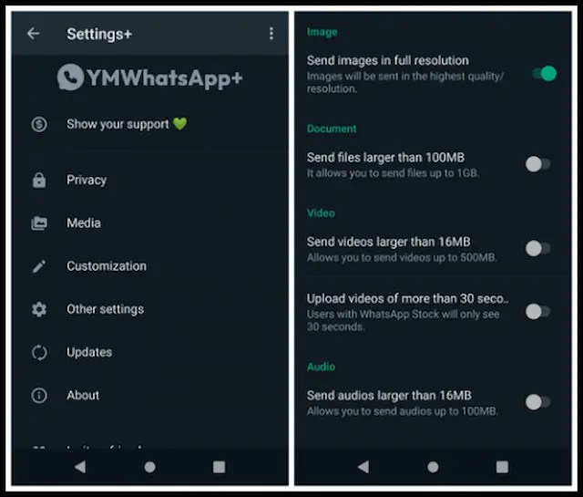 YMWhatsApp+ preview screenshot 5