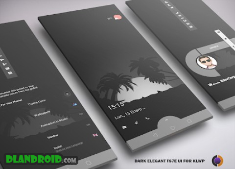DARK Elegant TS7E UI for Klwp 1.0 preview screenshot 1