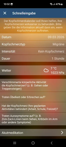 Migräne-App screenshot 3