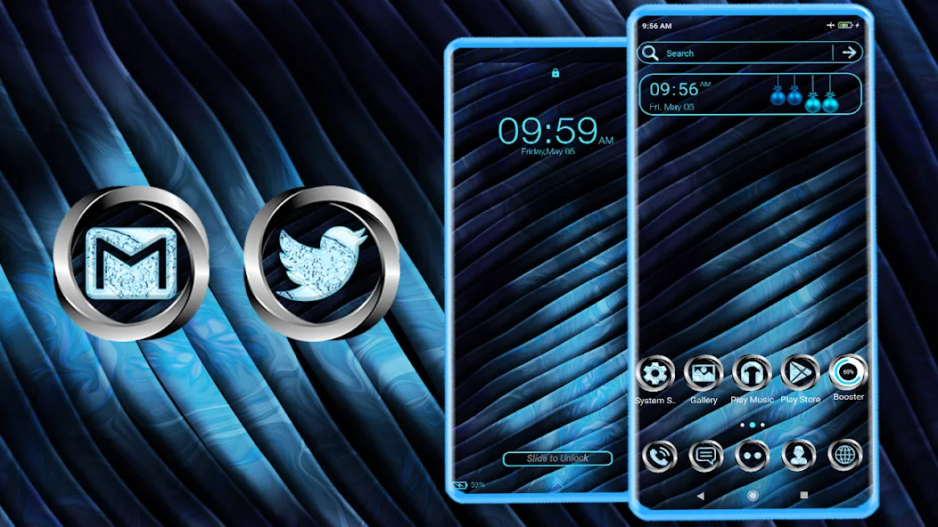Beautiful Blue Metal Launcher Theme screenshot 1