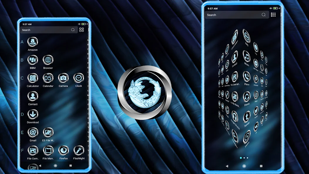 Beautiful Blue Metal Launcher Theme screenshot 2