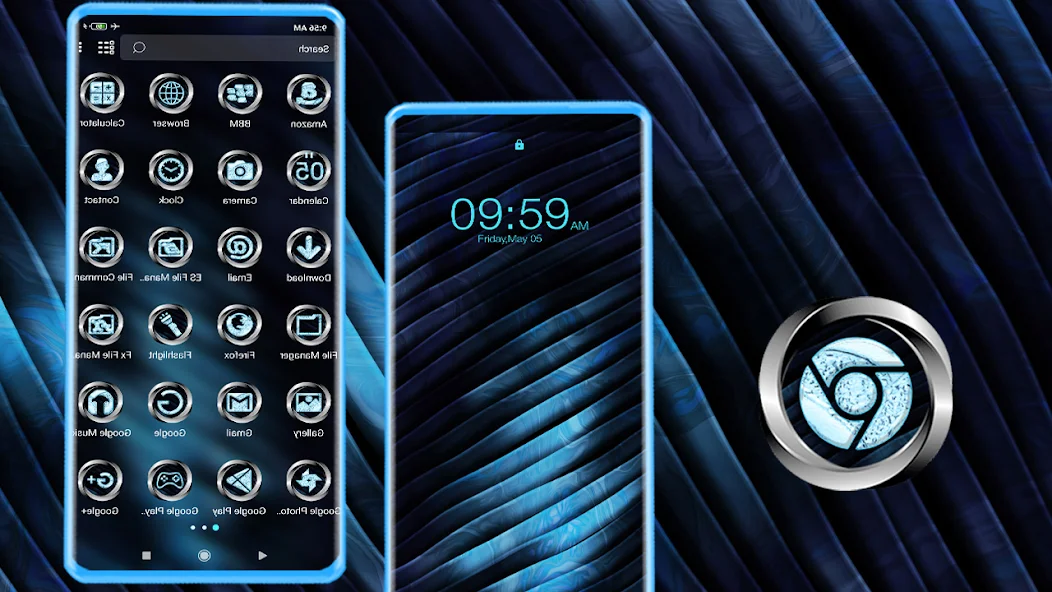 Beautiful Blue Metal Launcher Theme screenshot 3