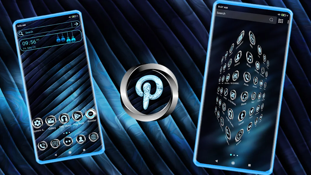 Beautiful Blue Metal Launcher Theme screenshot 4