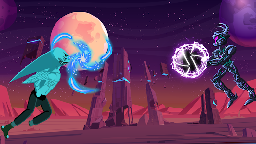 Battle action screenshot in Stickman Dragon Shadow Legend