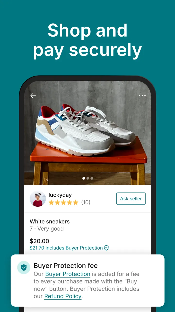 Vinted app screenshot showing the seller profile page