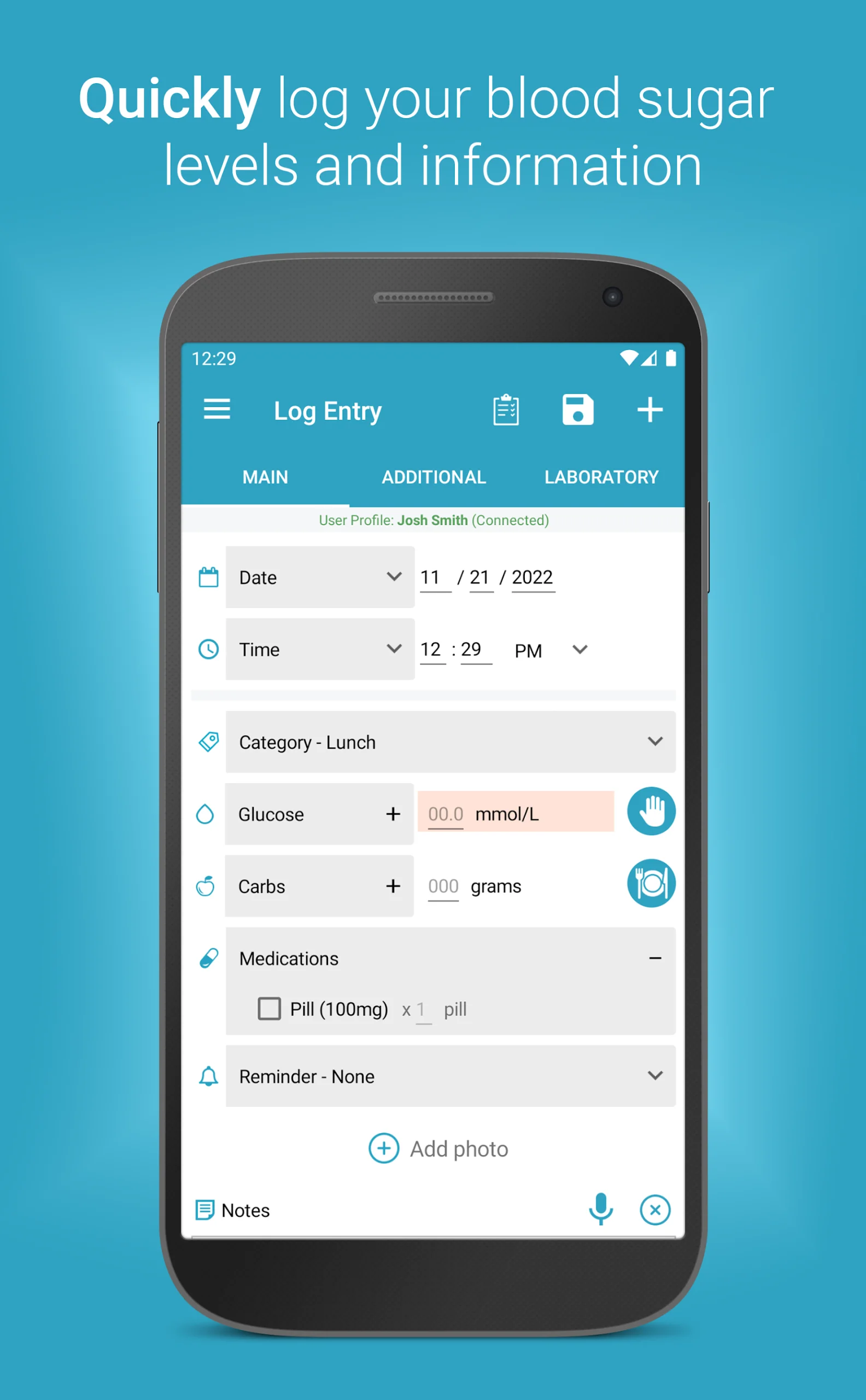Diabetes:M - Blood Sugar Diary screenshot 1