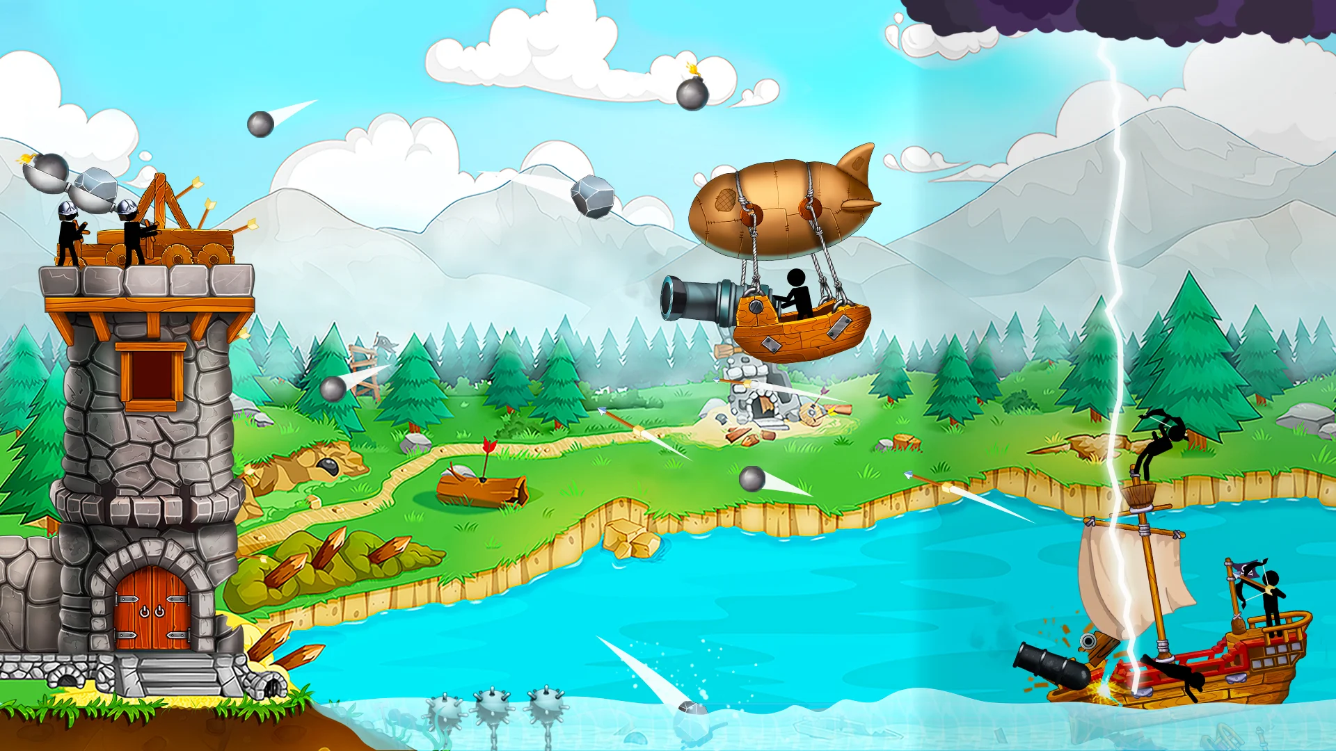 The Catapult: Stickman Pirates Gameplay Screenshot 2