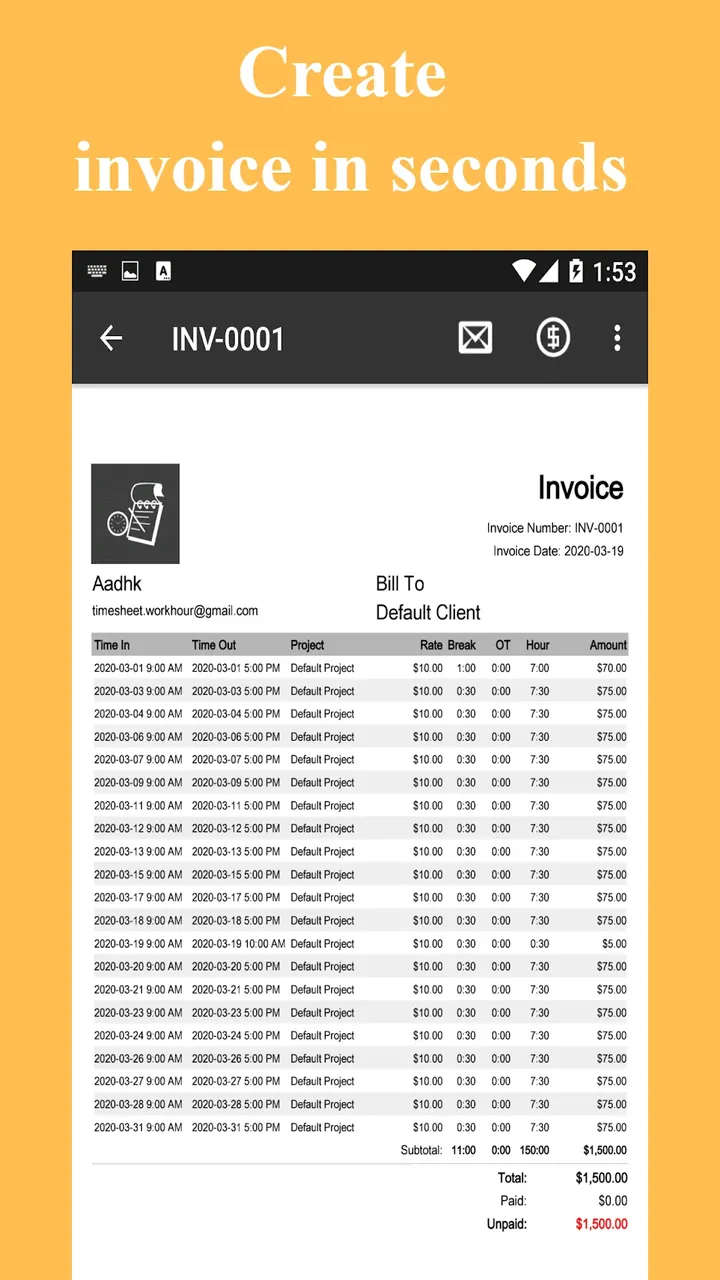 Timesheet screenshot 4
