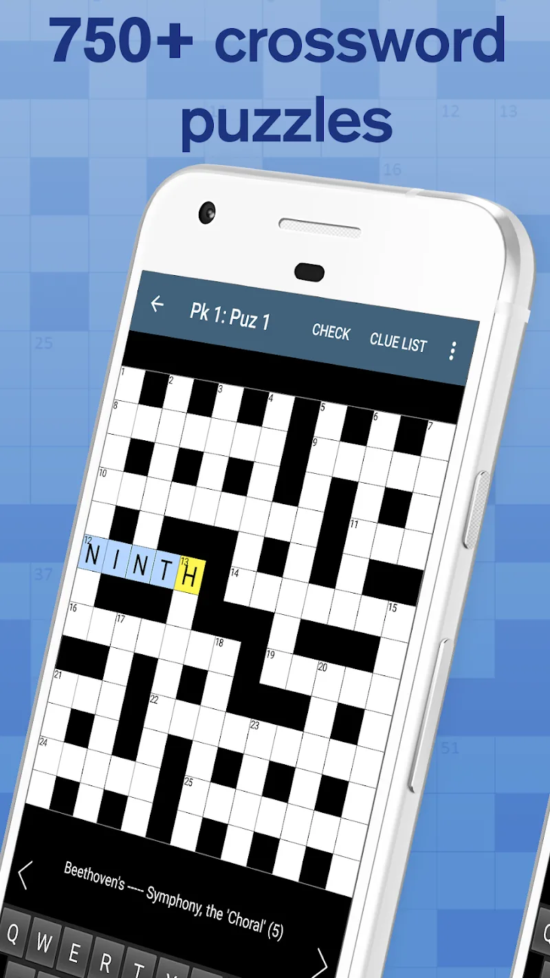 Crossword puzzle level selection screen