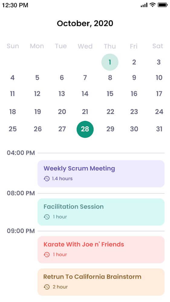 Calendar screenshot 2