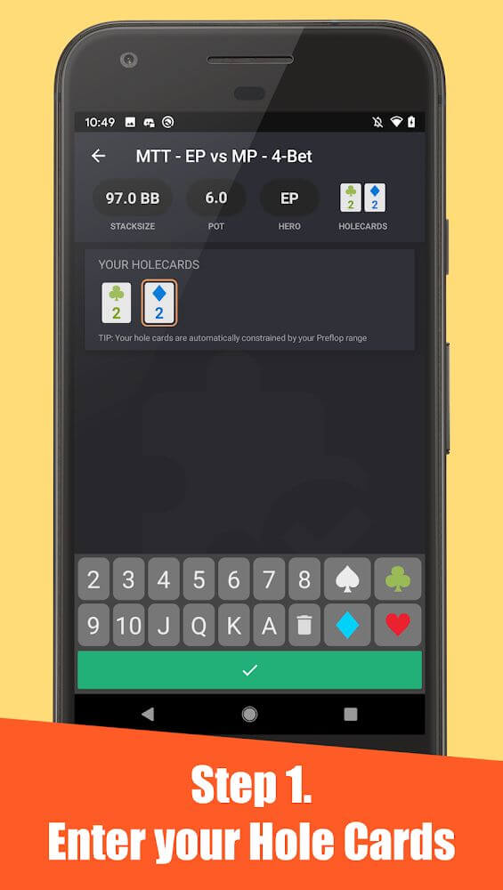 Poker Solver+ hand settings