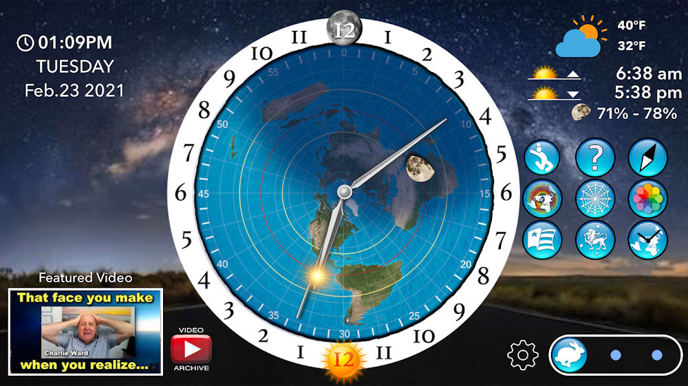 Flat Earth Sun Moon & Zodiac Clock screenshot 3
