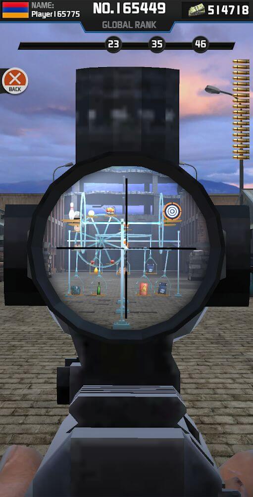 In-game screenshot showcasing the target range in Shooting Sniper