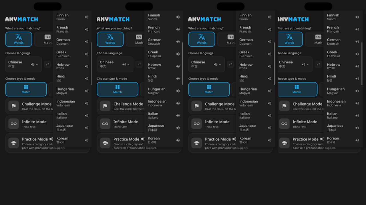 AnyMatch: Language Practice screenshot 1