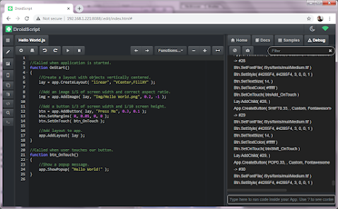 DroidScript - JavaScript IDE screenshot 1