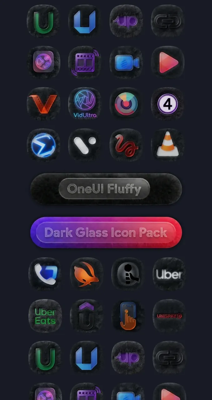 OneUI Fluffy Dark Glass Icons screenshot 2