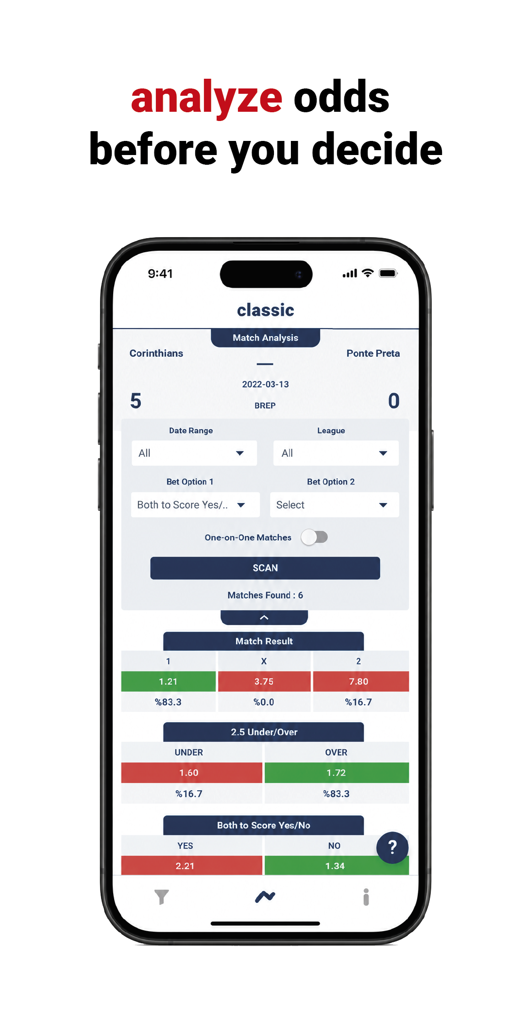 Odds Analysis Classic Screenshot 2
