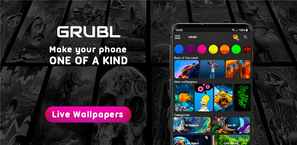 GRUBL 4D Live Wallpapers + AI screenshot 1