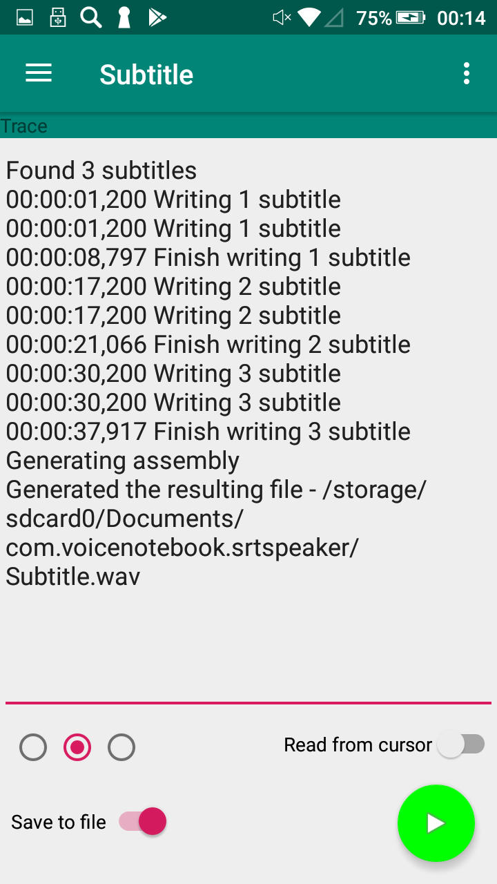 SRT Speaker subtitles to audio screenshot 2