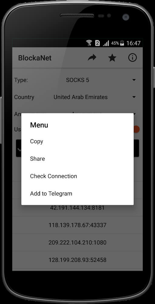BlockaNet: Proxy List screenshot 4