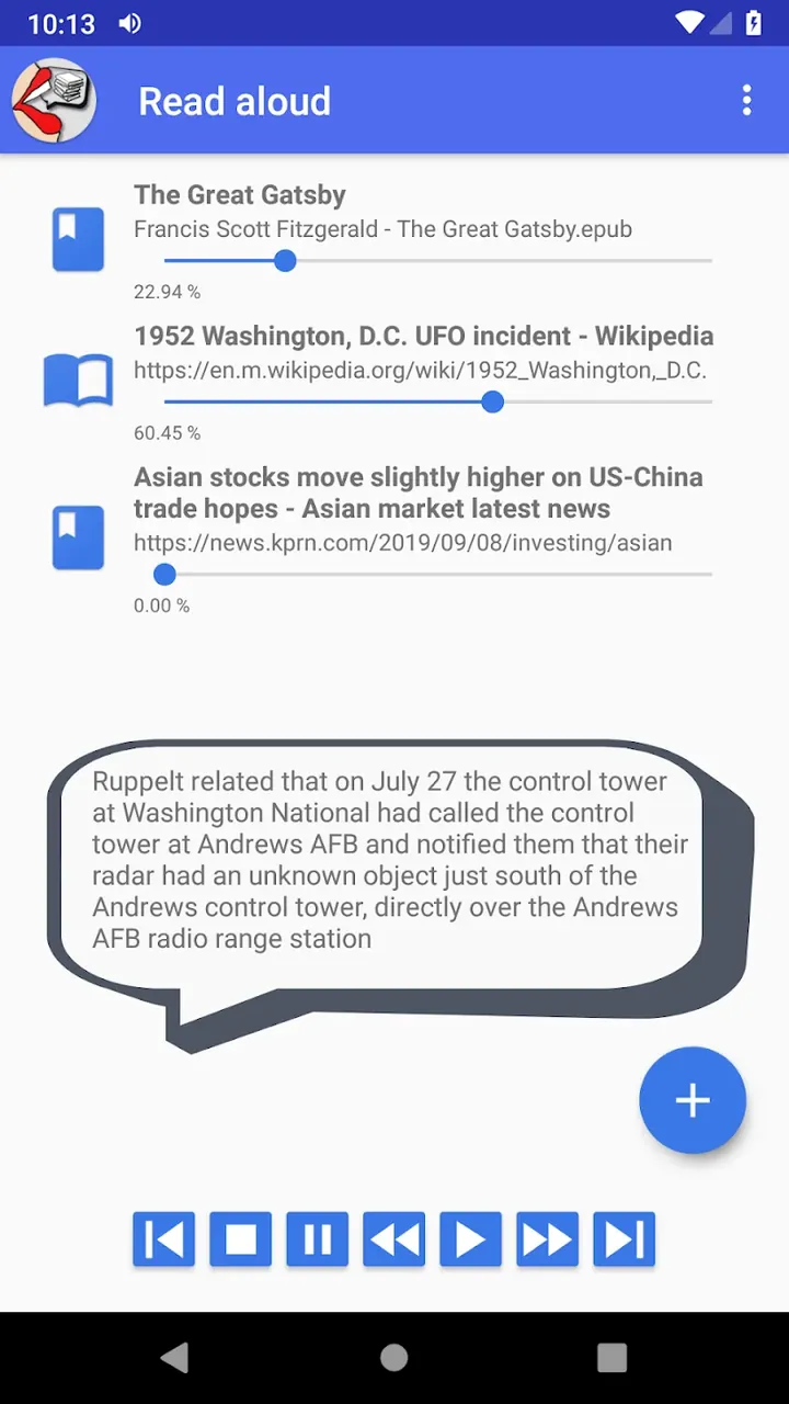 Voice Reader reads texts aloud screenshot 2