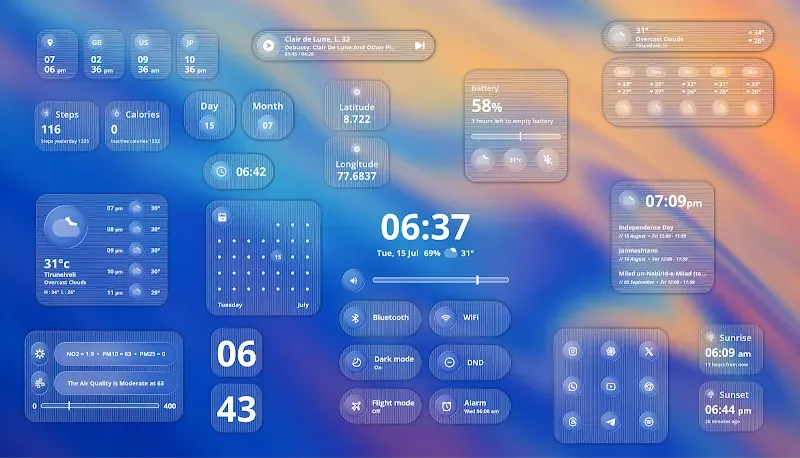 Liquid Glass KWGT Widgets screenshot 4