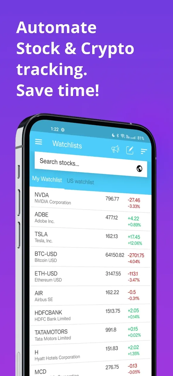 Stock Alerts BG (Alarm/Tracker) screenshot 2