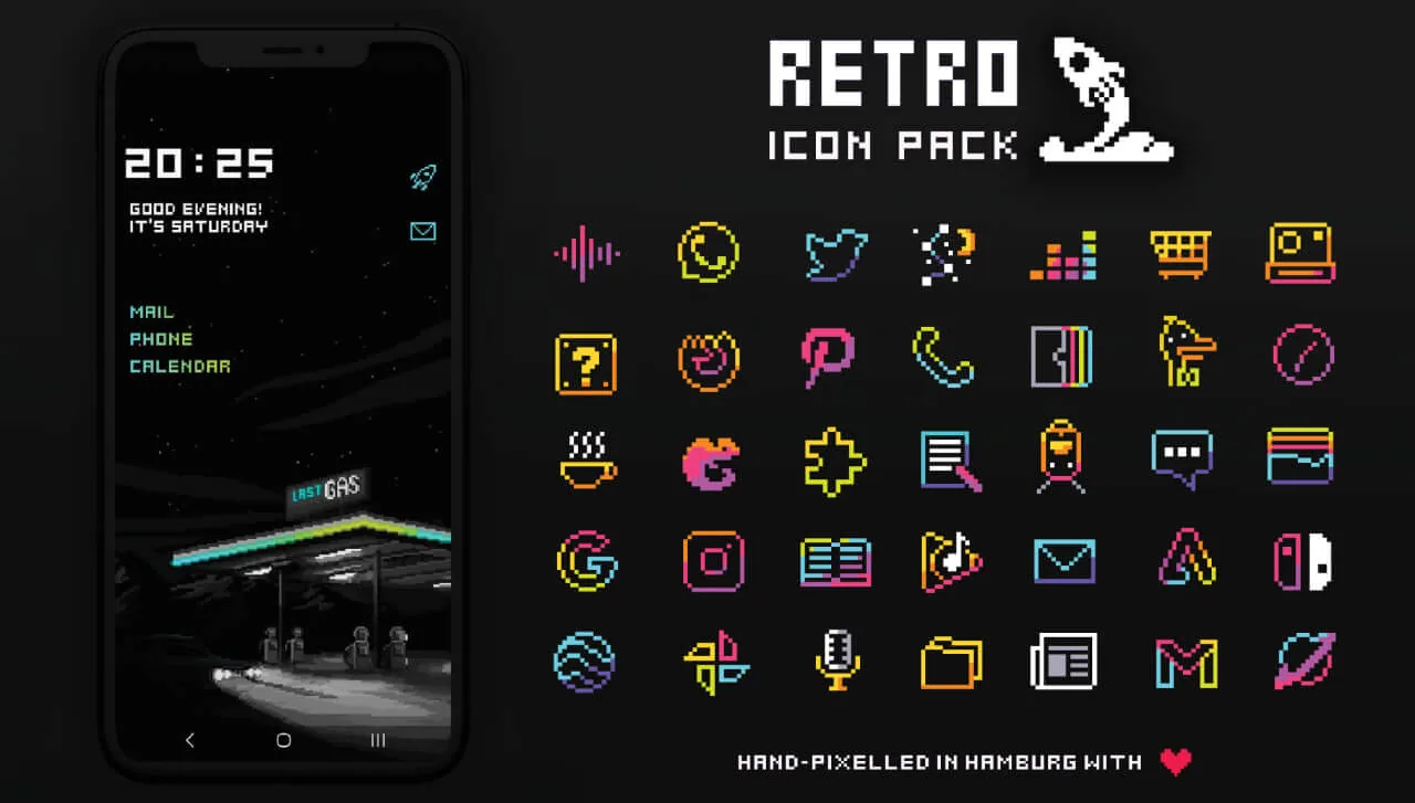 Retro Mode - Icon Pack (Neon) screenshot 1