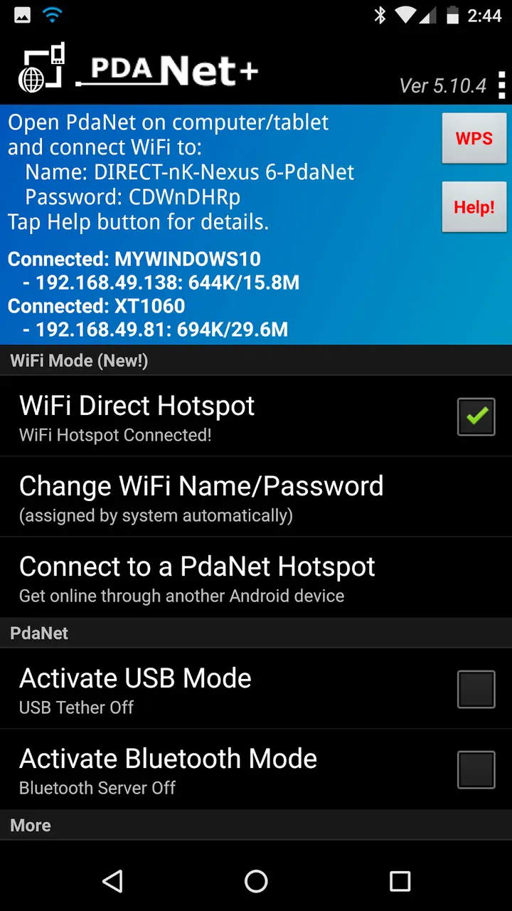 PdaNet+ screenshot 2