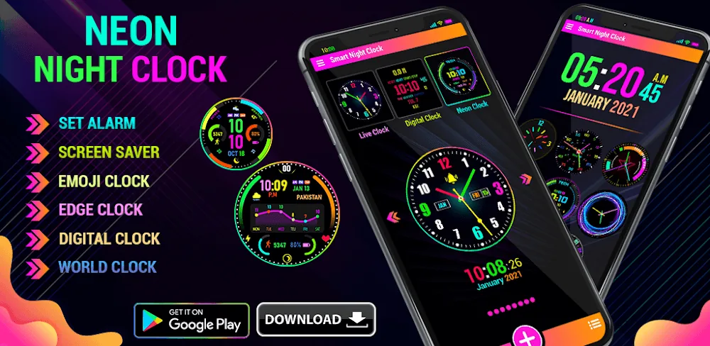 Neon Night Clock screenshot 1