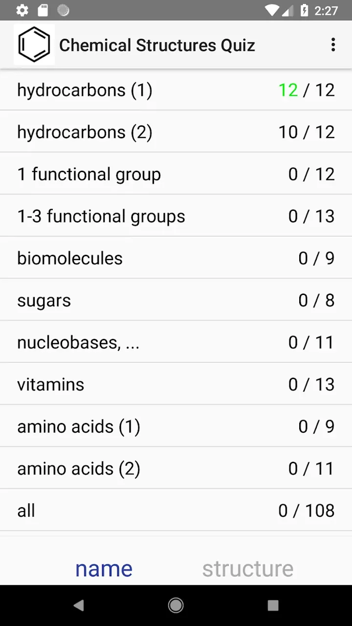 Chemical Structures Quiz screenshot 2