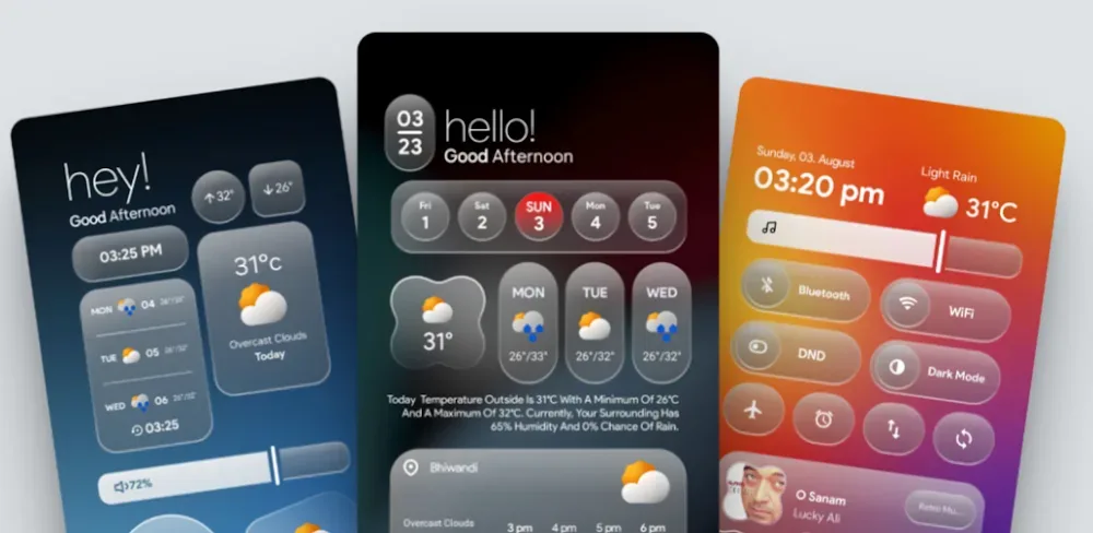 Android 16 Glass KWGT screenshot 1