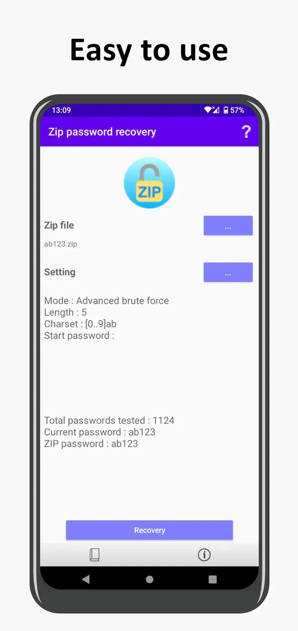 ZIP password recovery screenshot 2