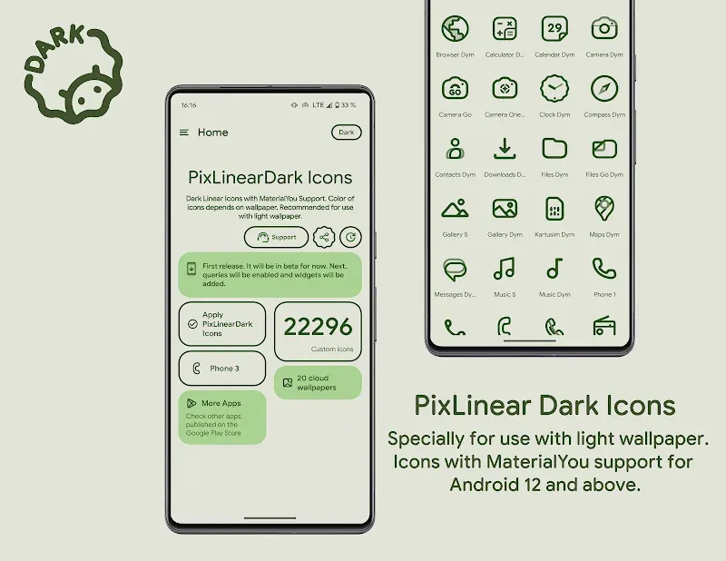 PixLinear Dark Icon Pack screenshot 2