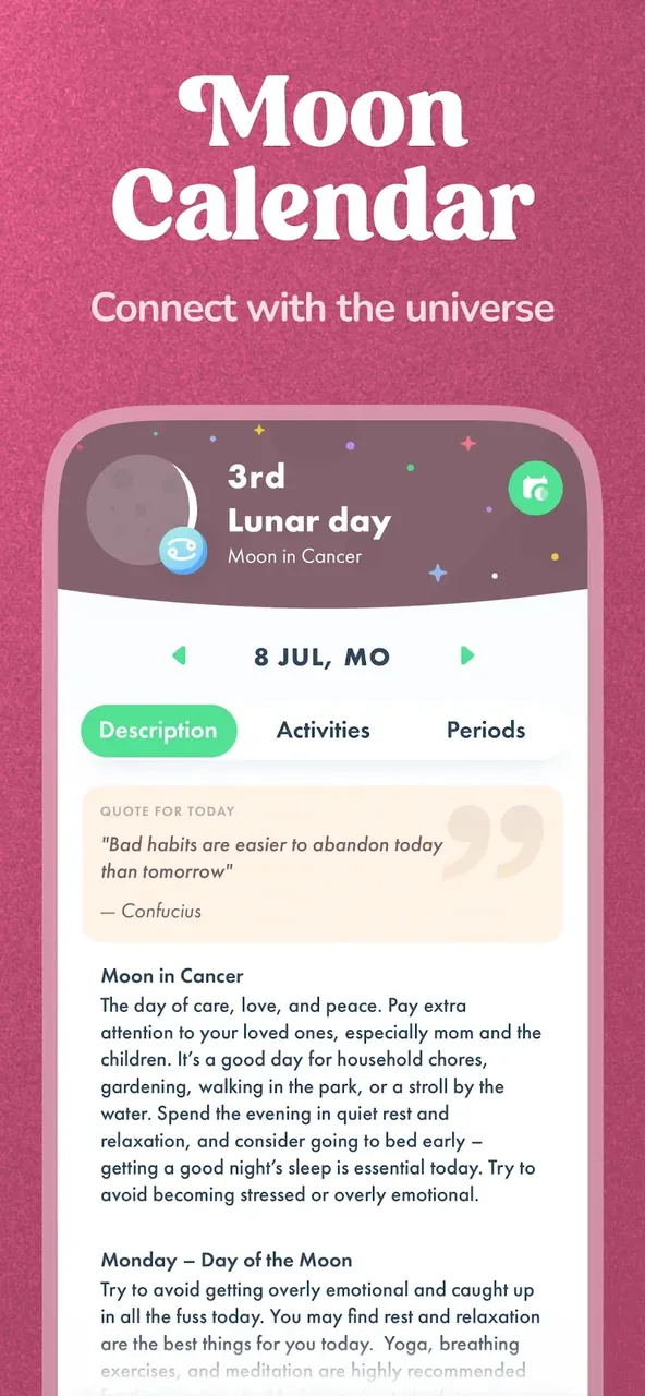 Navamsha: Moon Phase Calendar screenshot 2