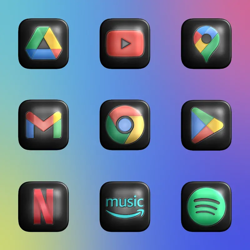 Glossy Dark 3D - Icon Pack screenshot 6