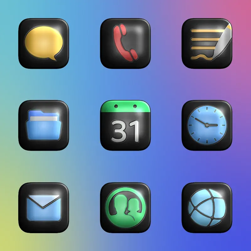 Glossy Dark 3D - Icon Pack screenshot 5
