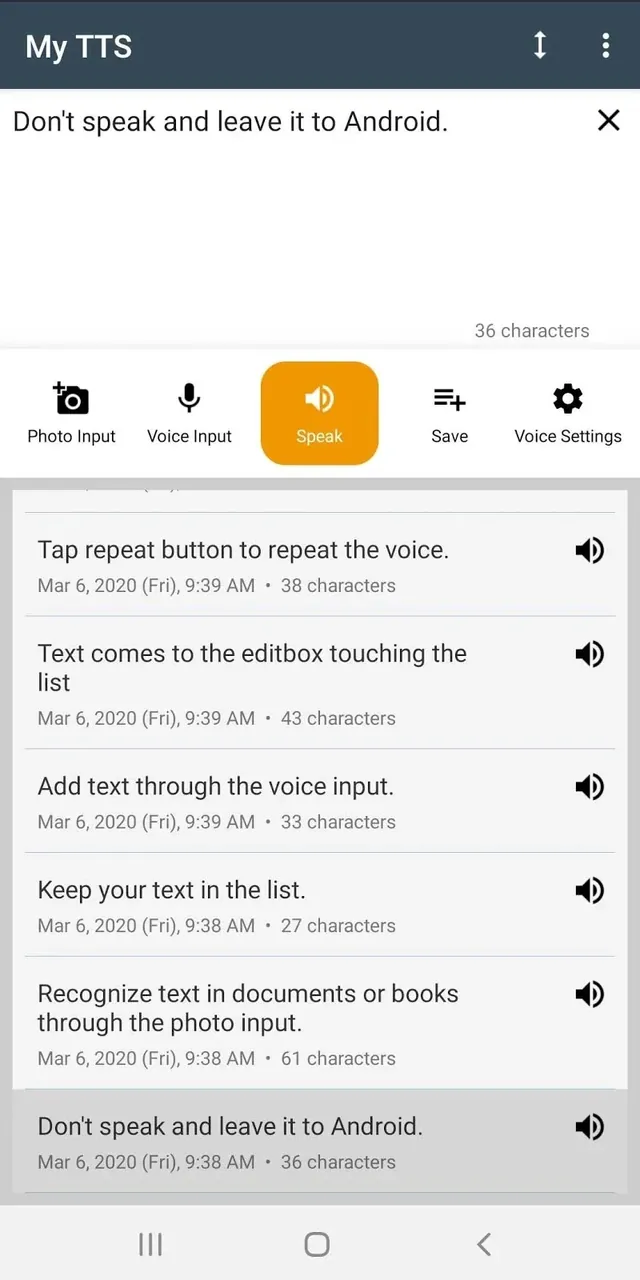 My TTS: Text-to-Speech screenshot 2