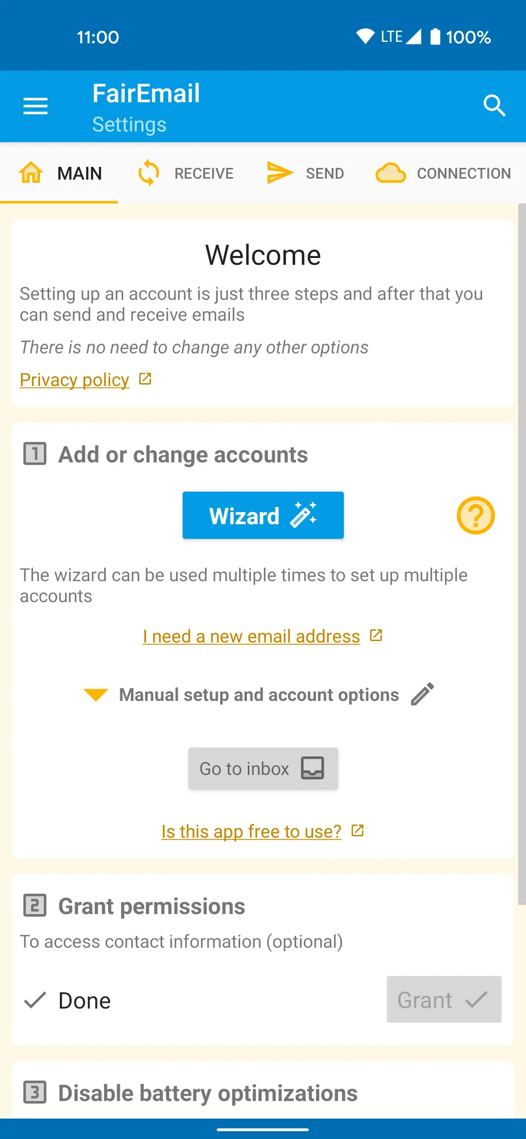 FairEmail, privacy aware email screenshot 1