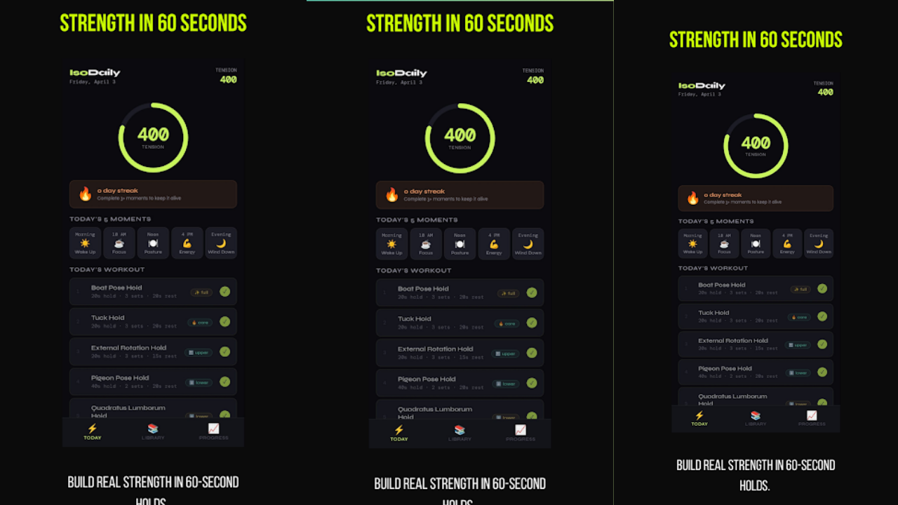 IsoDaily — Isometric Trainer screenshot 1
