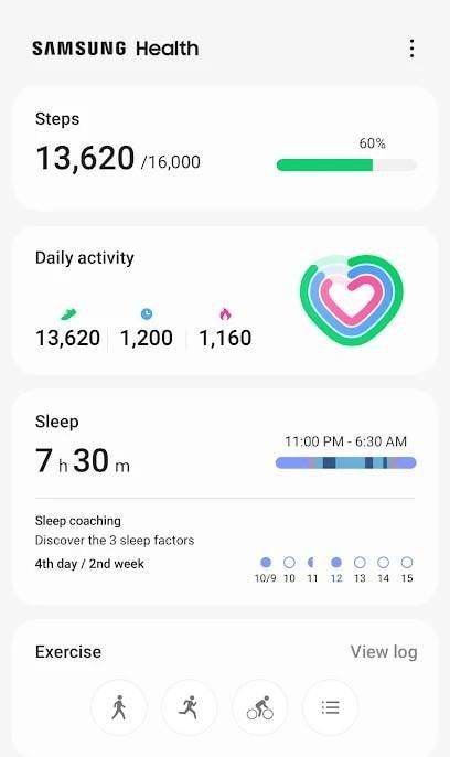 Screenshot 1 of Samsung Health
