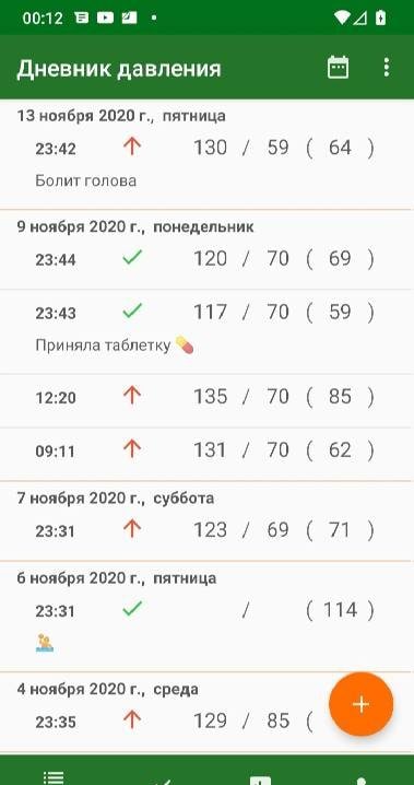 Blood pressure diary app screenshot 1